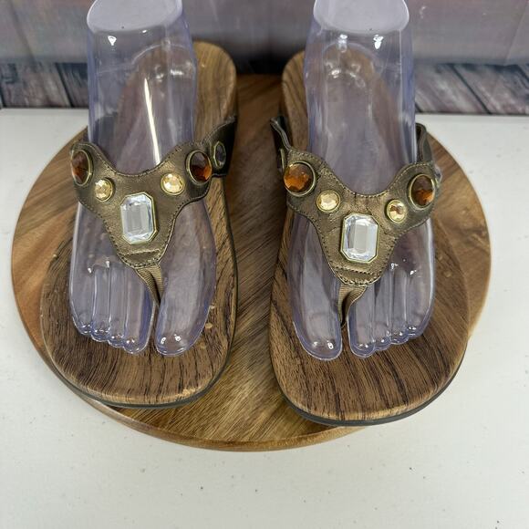 Vionic Sandal Womens 11 Brown Eve Beaded Orthoheel Comfort Cushion Bronze - Picture 2 of 13